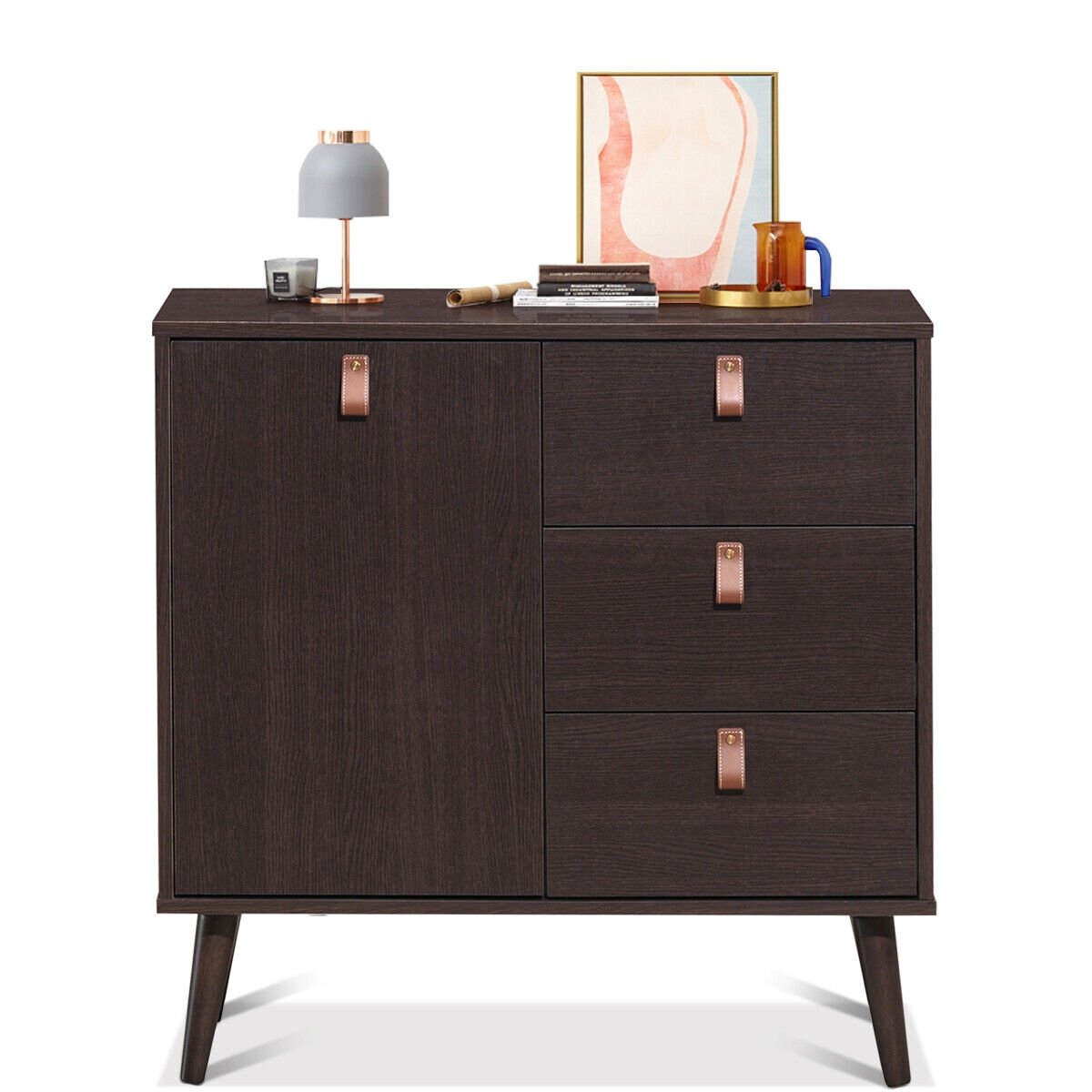 3-drawer Sideboard Storage Display Cabinet, Brown - Gallery Canada