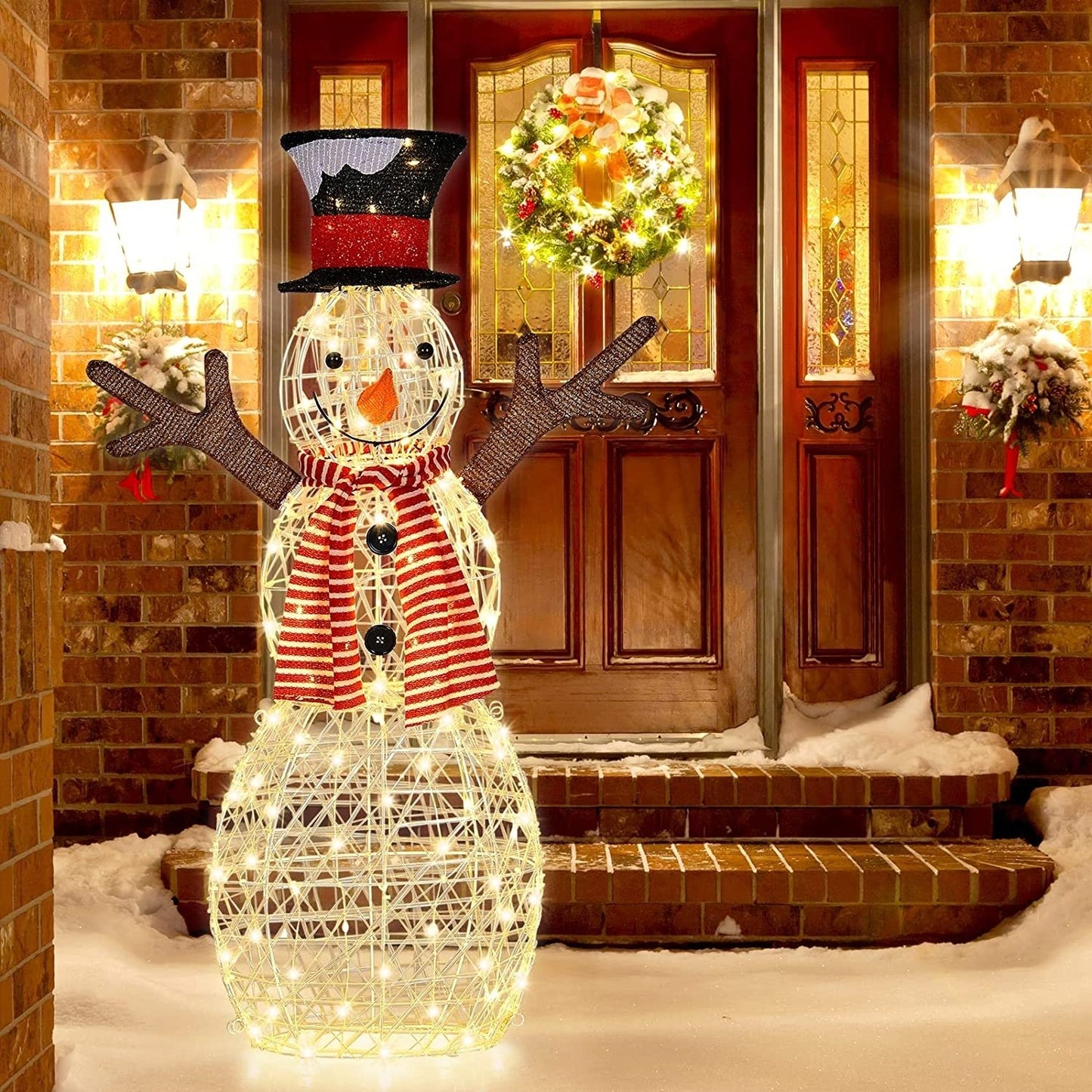 Indoor/Outdoor Christmas Lighted Snowman Decorations with Pre-Lit 80 Lights, Golden Christmas Decor & Accessories   at Gallery Canada