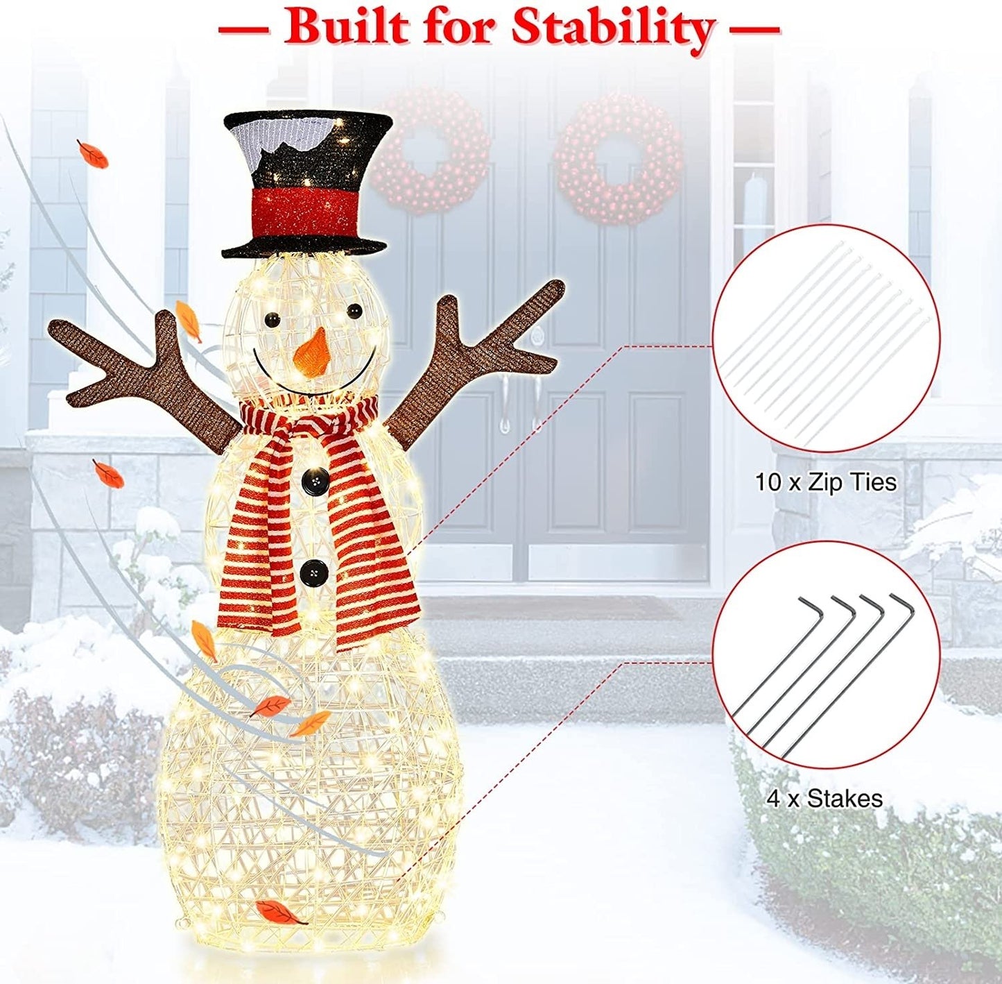 Indoor/Outdoor Christmas Lighted Snowman Decorations with Pre-Lit 80 Lights, Golden Christmas Decor & Accessories   at Gallery Canada