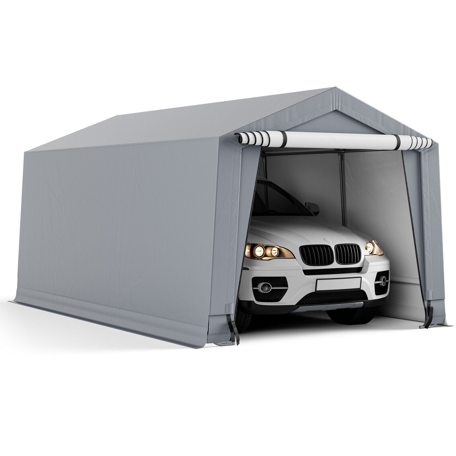 10 x 16/10 x 20 Feet Outdoor Heavy-Duty Carport with 2 Doors-10 x 16 ft, Gray Carports at Gallery Canada