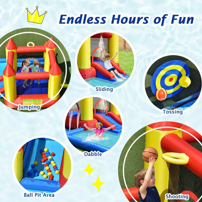 Inflatable Water Slide Castle Kids Bounce House with 480W Blower, Multicolor Bounce House   at Gallery Canada