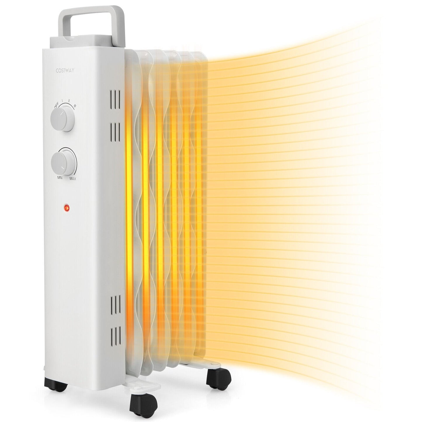 1500W Oil Filled Space Heater with Universal Wheels and 3-Level Heat, White Space Heaters White  at Gallery Canada