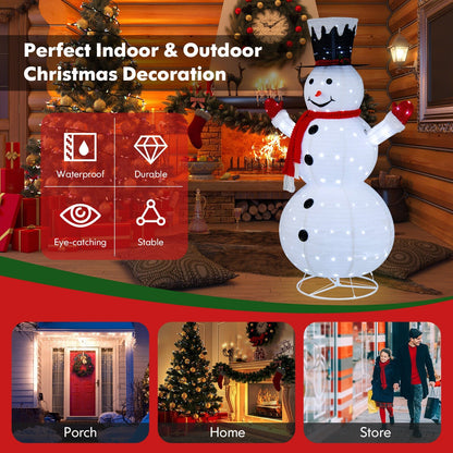 6 Feet Lighted Snowman with Top Hat and Red Scarf, White - Gallery Canada