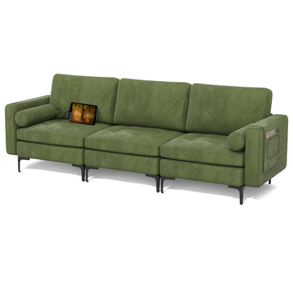 3-Seat Sofa Sectional with Side Storage Pocket and Metal Leg, Dark Green Sofas & Loveseats   at Gallery Canada