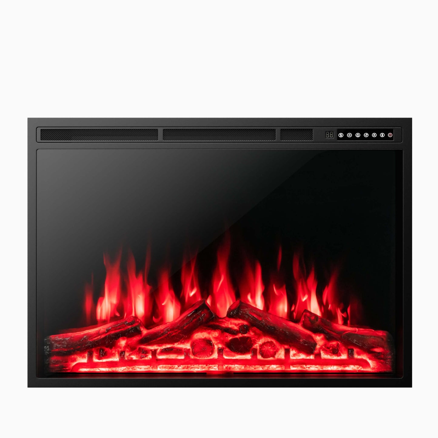 34/37 Inch Electric Fireplace Recessed with Adjustable Flames, Black Fireplaces   at Gallery Canada