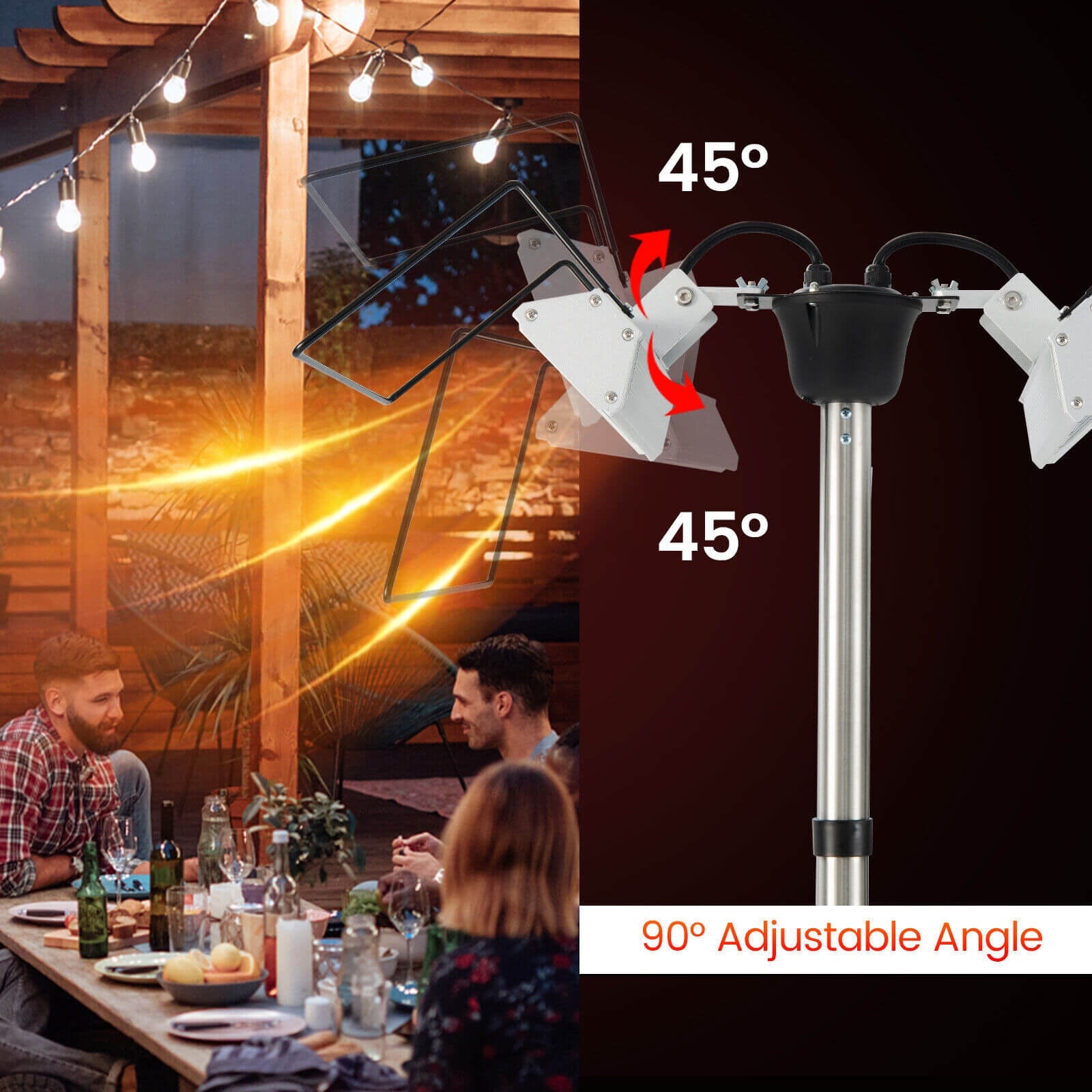 1500W Standing Electric Heater with Double-sided Heating, Silver Space Heaters at Gallery Canada