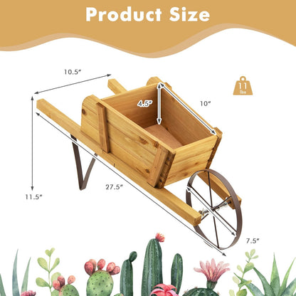 Wooden Wagon Planter with 9 Magnetic Accessories for Garden Yard, Walnut Plant Stands   at Gallery Canada