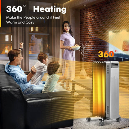 1500W Portable Oil-Filled Radiator Heater for Home and Office, Black Space Heaters   at Gallery Canada