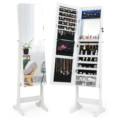 Free Standing Full Length Jewelry Armoire with Lights, White Jewelry Armoires   at Gallery Canada