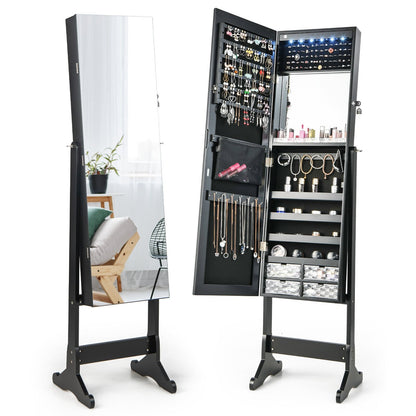 Free Standing Full Length Jewelry Armoire with Lights, Black Jewelry Armoires   at Gallery Canada