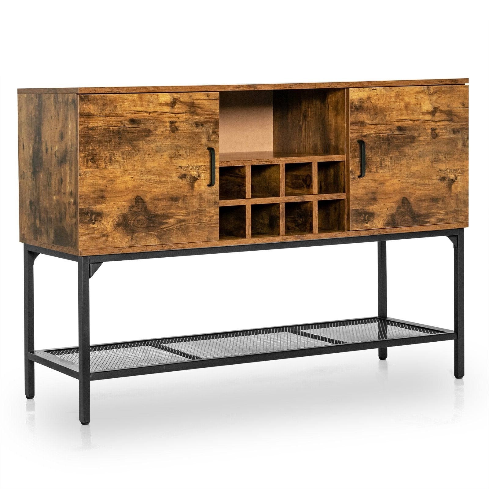 Industrial Kitchen Buffet Sideboard with Wine Rack and 2 Doors, Rustic Brown Sideboards Cabinets & Buffets   at Gallery Canada