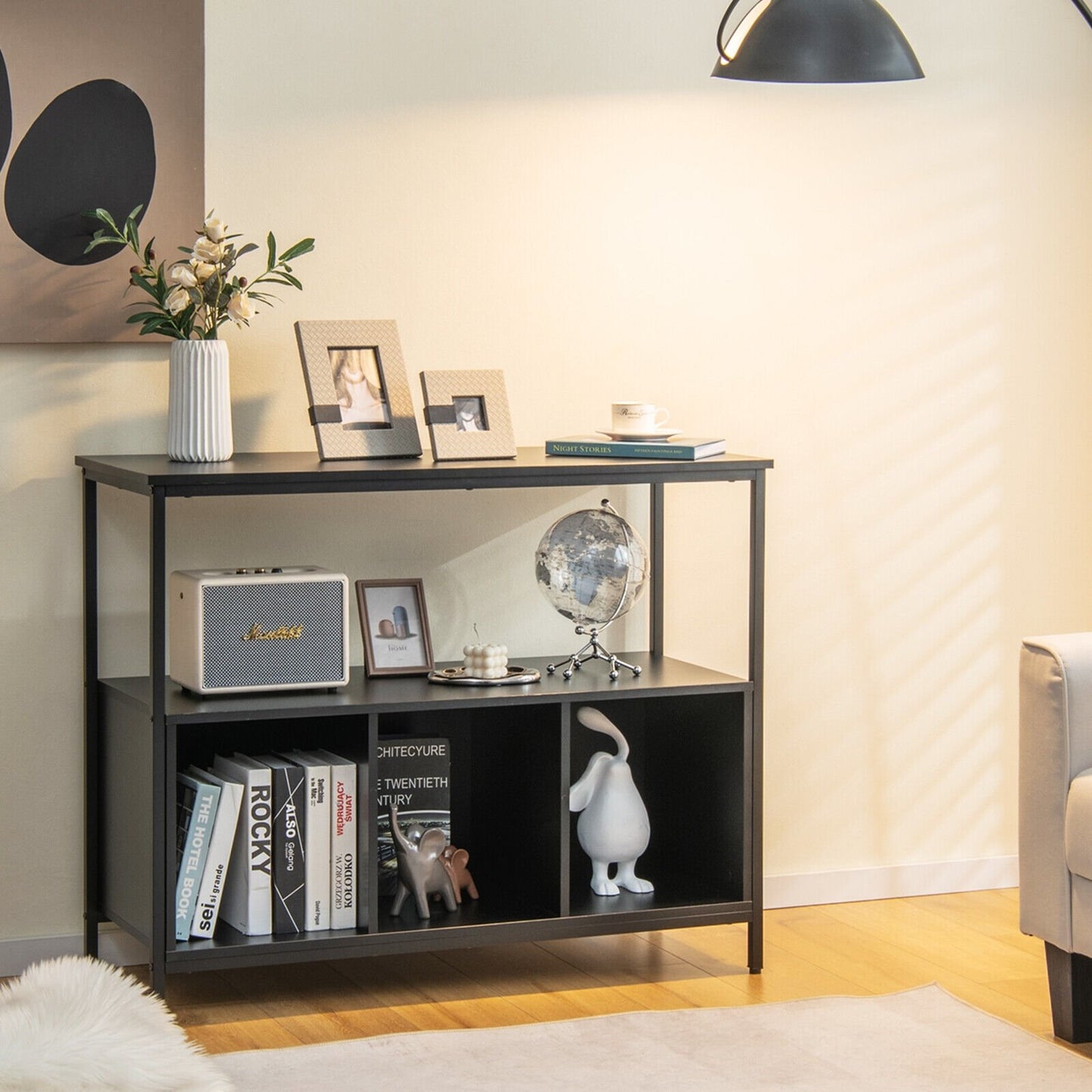 Modern Kitchen Buffet Sideboard with 3 Compartments, Black Sideboards Cabinets & Buffets   at Gallery Canada