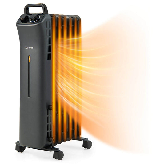 1500W Oil Filled Space Heater with 3-Level Heat, Black Space Heaters Black  at Gallery Canada