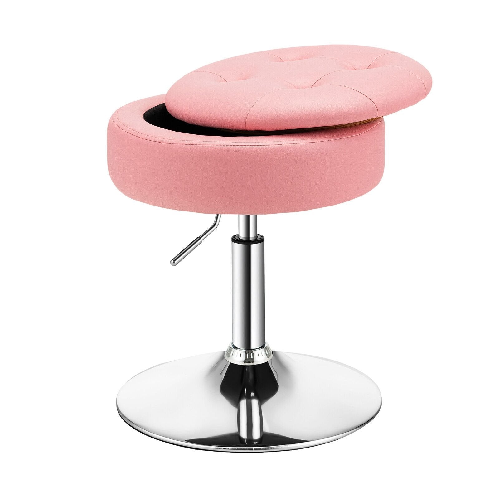 Adjustable 360° Swivel Storage Vanity Stool with Removable Tray, Pink Ottomans   at Gallery Canada