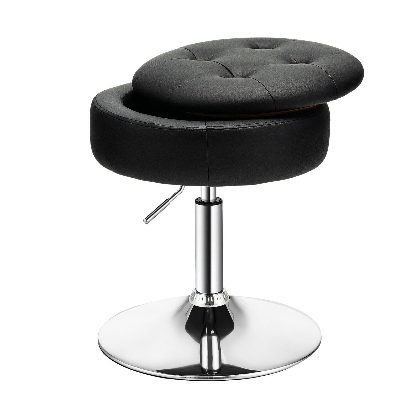 Adjustable 360° Swivel Storage Vanity Stool with Removable Tray, Black Ottomans   at Gallery Canada