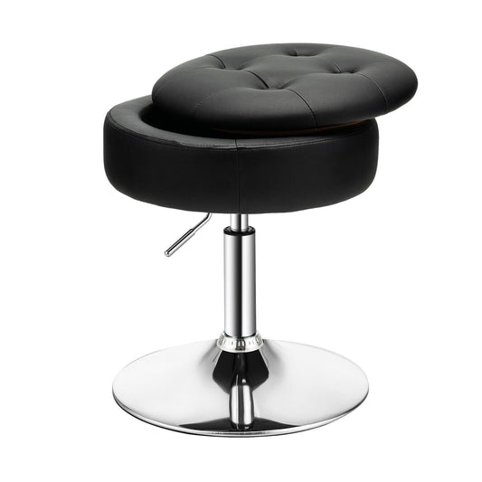 Adjustable 360° Swivel Storage Vanity Stool with Removable Tray, Black - Gallery Canada