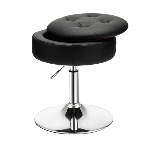 Adjustable 360° Swivel Storage Vanity Stool with Removable Tray, Black