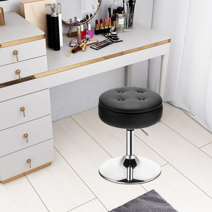 Adjustable 360° Swivel Storage Vanity Stool with Removable Tray, Black Ottomans   at Gallery Canada