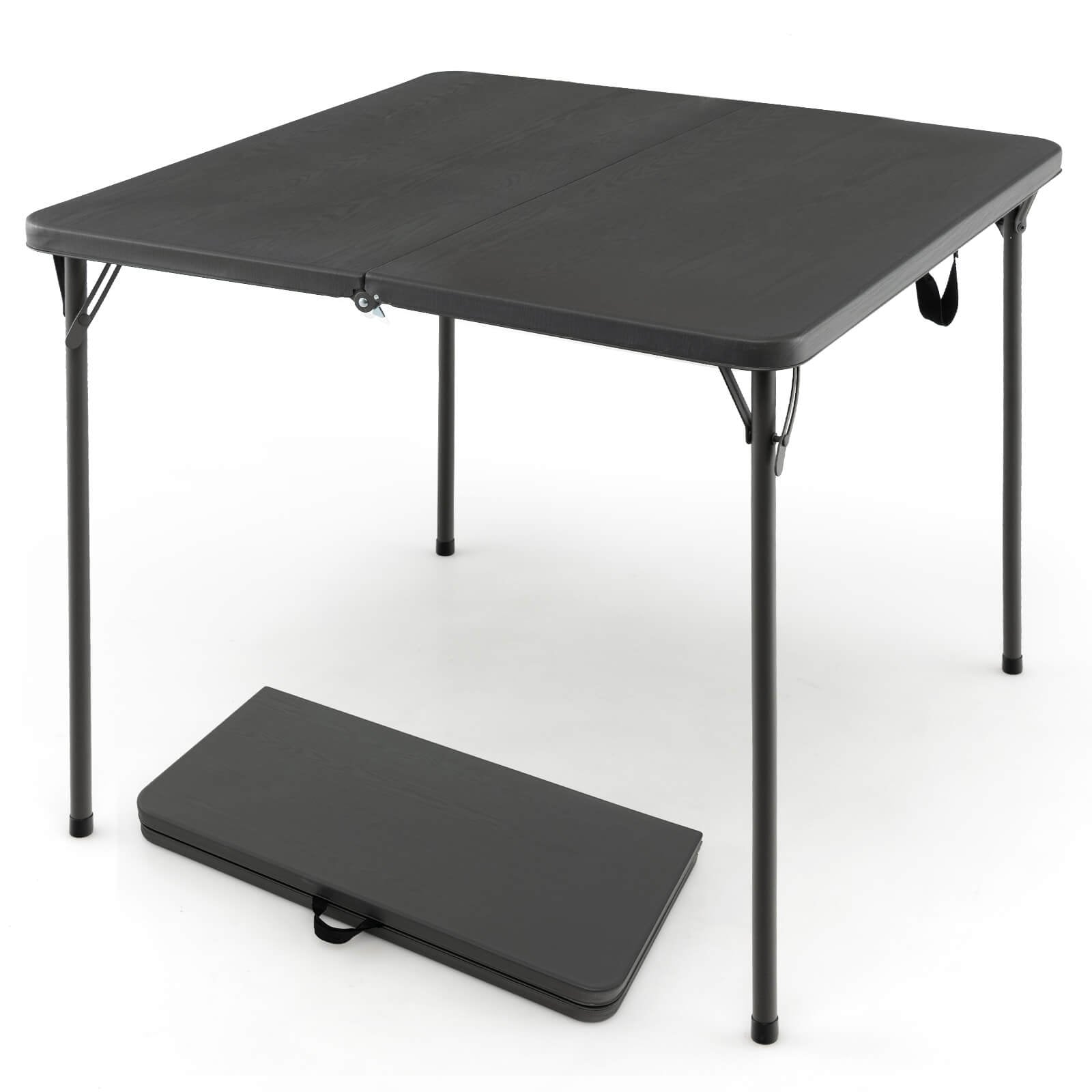 Folding Camping Table with All-Weather HDPE Tabletop and Rustproof Steel Frame, Gray - Gallery Canada