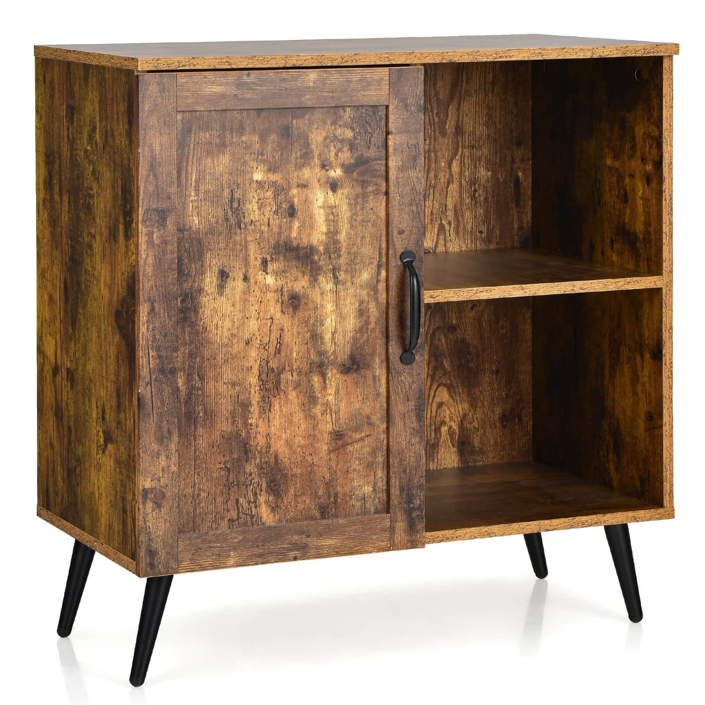 Mid-century Storage Cabinet with Single Door and Adjustable Shelves, Rustic Brown Sideboards Cabinets & Buffets   at Gallery Canada