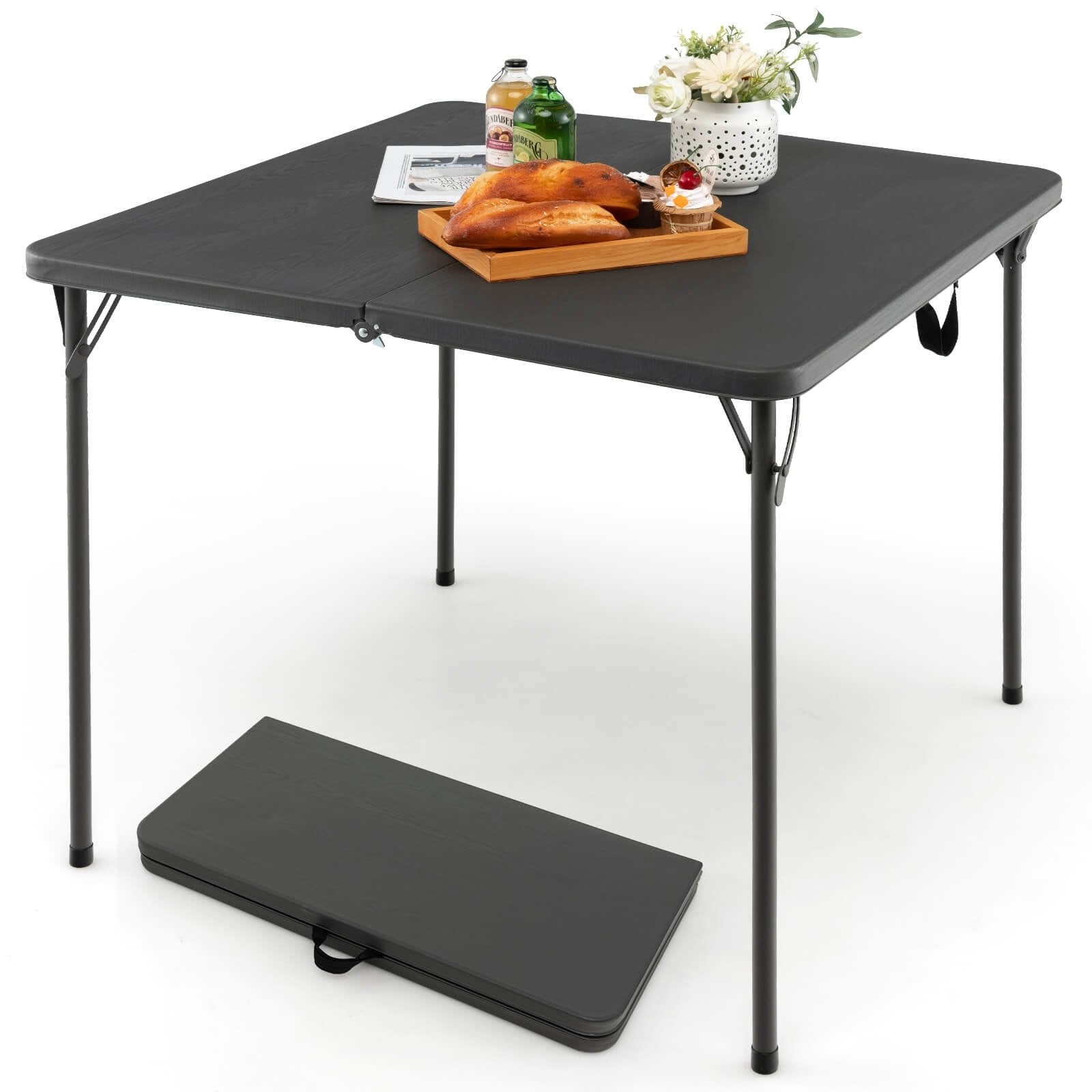 Folding Camping Table with All-Weather HDPE Tabletop and Rustproof Steel Frame, Gray Camping Furniture   at Gallery Canada