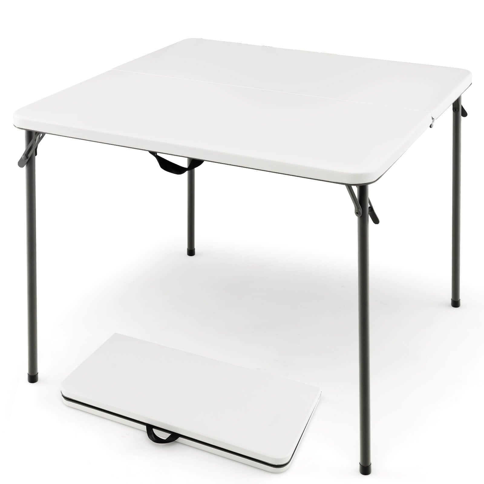 Folding Camping Table with All-Weather HDPE Tabletop and Rustproof Steel Frame, White Camping Furniture   at Gallery Canada