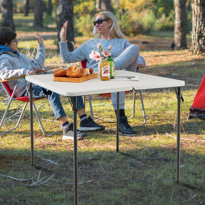 Folding Camping Table with All-Weather HDPE Tabletop and Rustproof Steel Frame, White Camping Furniture   at Gallery Canada