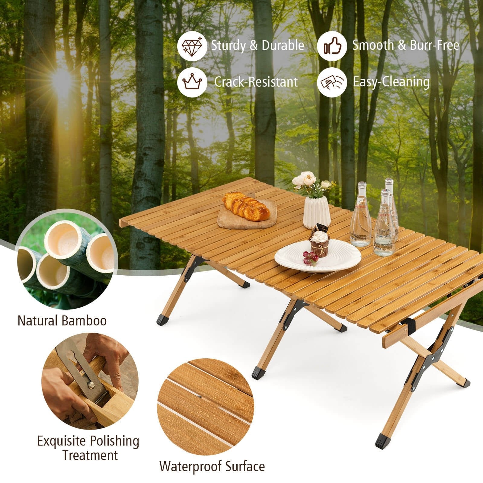 Portable Picnic Table with Carry Bag for Camping and BBQ, Natural Picnic Tables   at Gallery Canada