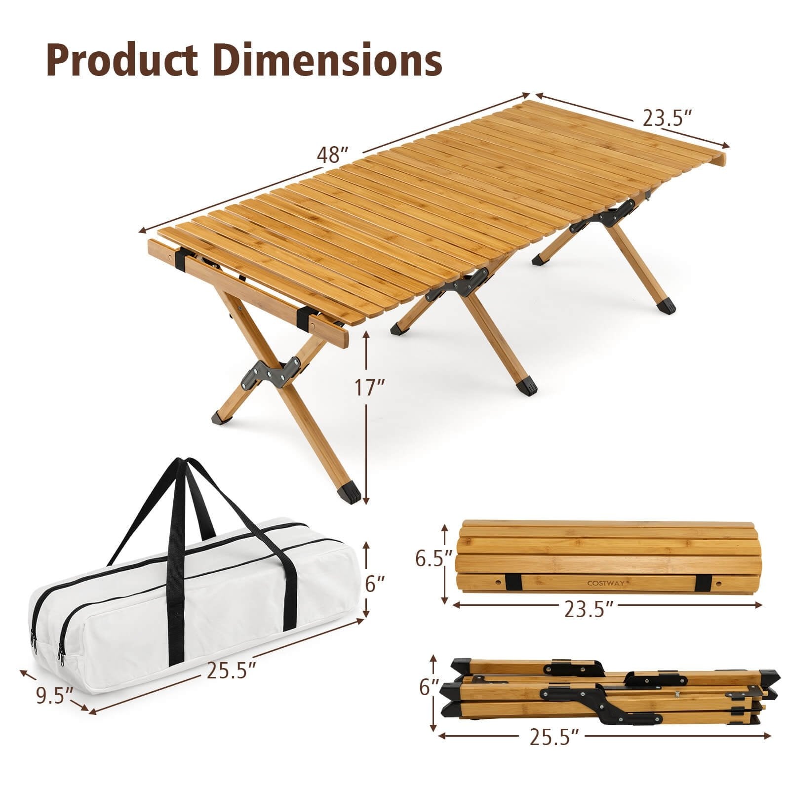 Portable Picnic Table with Carry Bag for Camping and BBQ, Natural Picnic Tables   at Gallery Canada