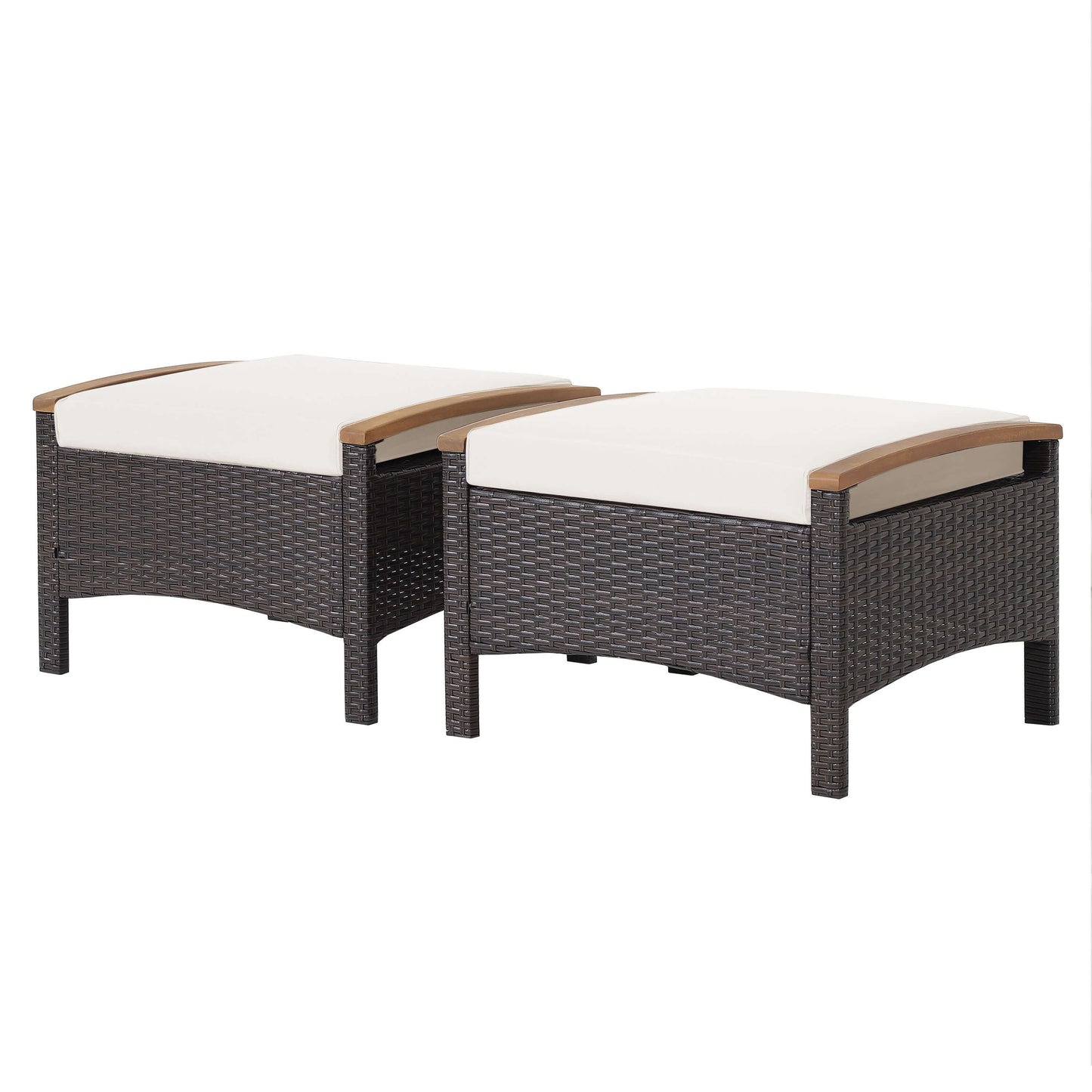 Set of 2 Fade-Resistant Wicker Patio Ottoman, White Outdoor Seating & Patio Chairs   at Gallery Canada