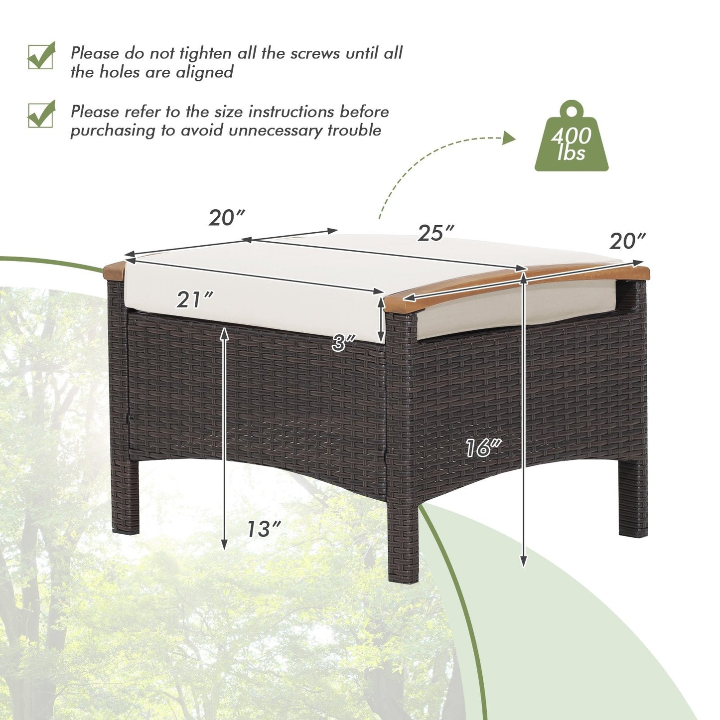 Set of 2 Fade-Resistant Wicker Patio Ottoman, White Outdoor Seating & Patio Chairs   at Gallery Canada