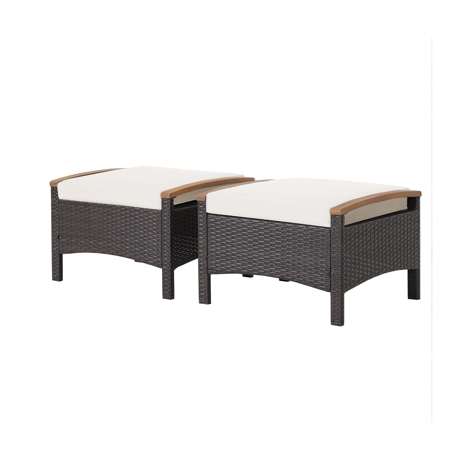 Set of 2 Fade-Resistant Wicker Patio Ottoman, White Outdoor Seating & Patio Chairs   at Gallery Canada