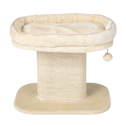 Modern Cat Tree Tower with Large Plush Perch and Sisal Scratching Plate, Beige Cat Trees Condos & Scratchers   at Gallery Canada