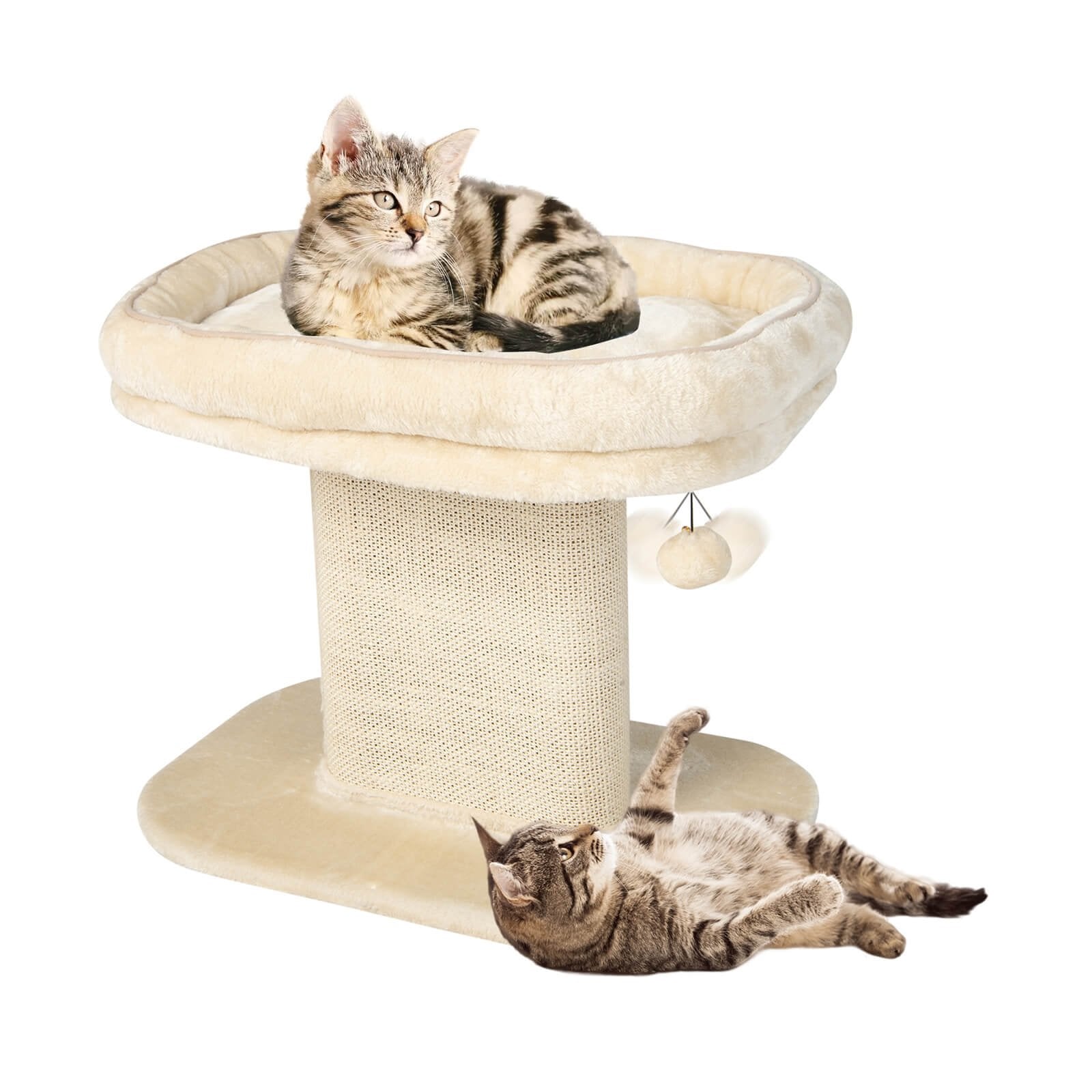 Modern Cat Tree Tower with Large Plush Perch and Sisal Scratching Plate, Beige Cat Trees Condos & Scratchers   at Gallery Canada