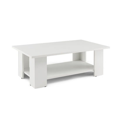 Large 36 Inch 2-tier Wooden Modern Coffee Table with Storage Shelf, White Coffee Tables   at Gallery Canada