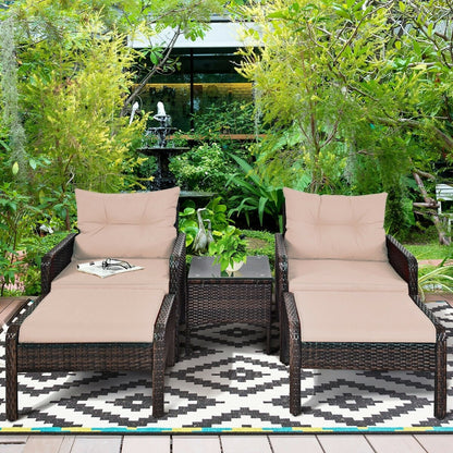 5 Pcs Patio Rattan Wicker Sofa Furniture Set , Beige - Gallery Canada