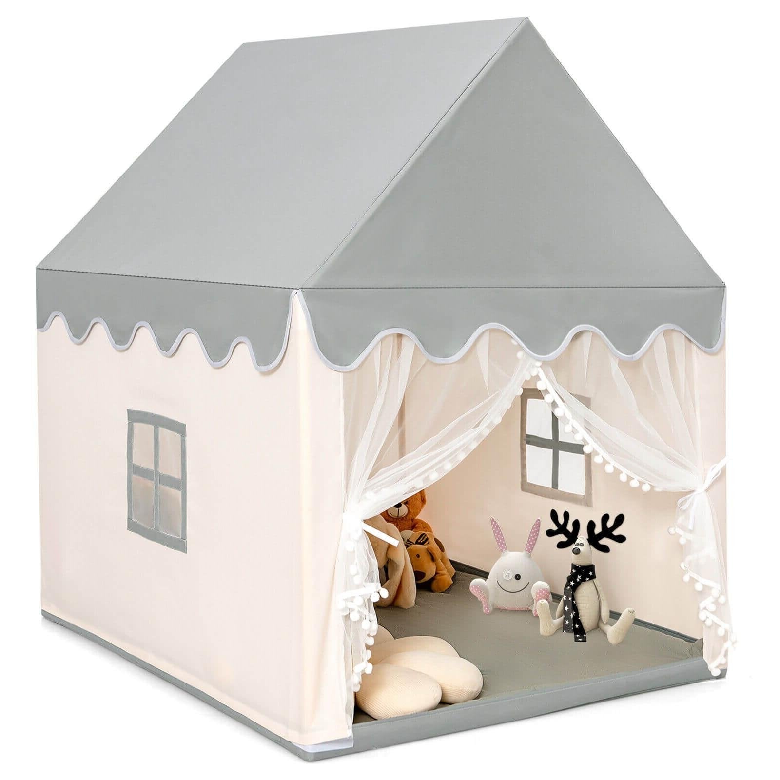 Kids Large Play Castle Fairy Tent with Mat, Beige Play Tents & Playhouse   at Gallery Canada