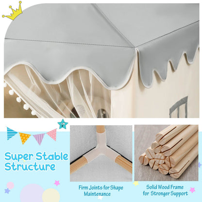 Kids Large Play Castle Fairy Tent with Mat, Beige Play Tents & Playhouse   at Gallery Canada