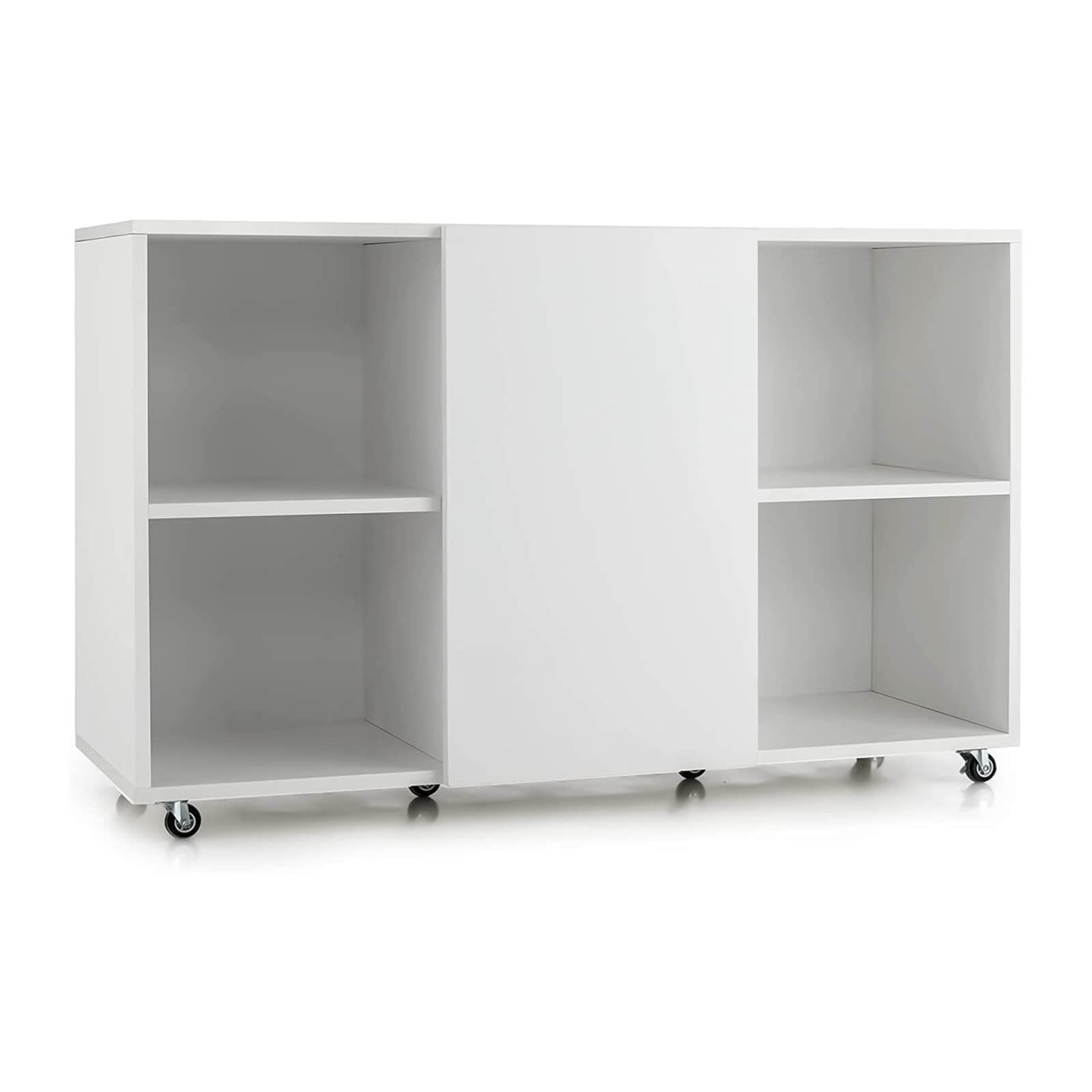 Wood Storage Cabinet with Wheels and 6 Compartments, White File Cabinets   at Gallery Canada