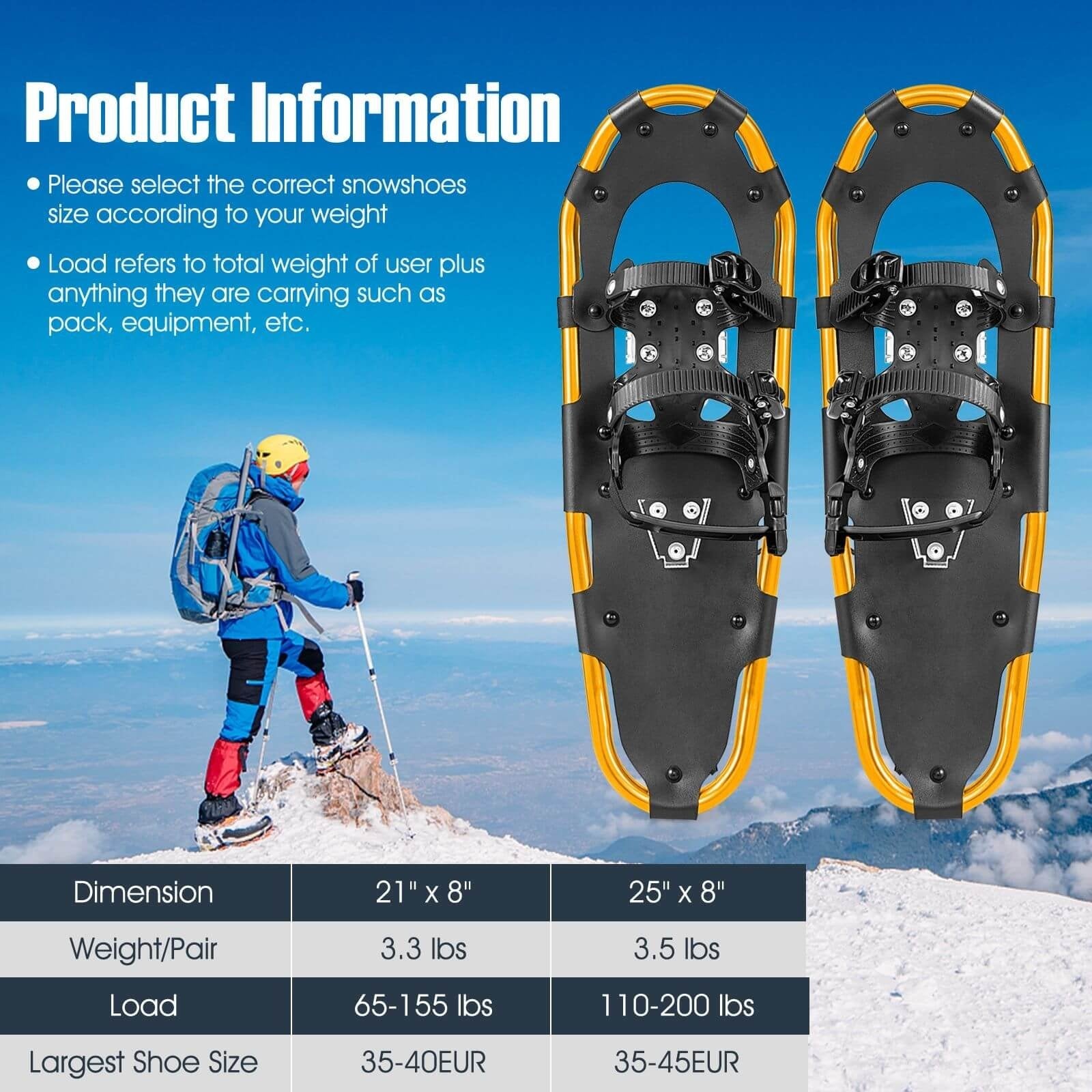 4-in-1 Lightweight Terrain Snowshoes with Flexible Pivot System-21 inches, Golden Winter Sports & Activities   at Gallery Canada