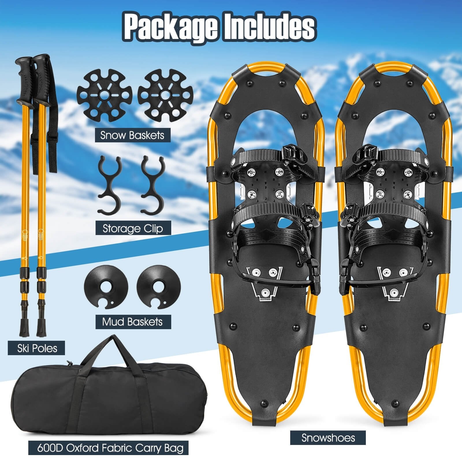 4-in-1 Lightweight Terrain Snowshoes with Flexible Pivot System-21 inches, Golden Winter Sports & Activities   at Gallery Canada