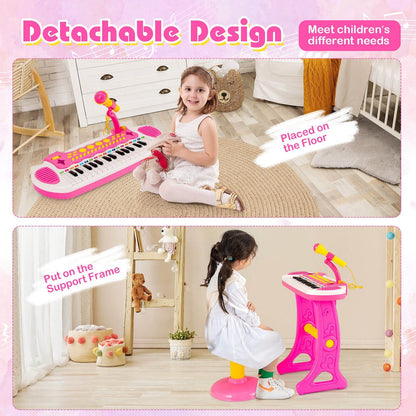 31-Key Kids Piano Keyboard Toy with Microphone and Multiple Sounds for Age 3+, Pink Musical Toys   at Gallery Canada