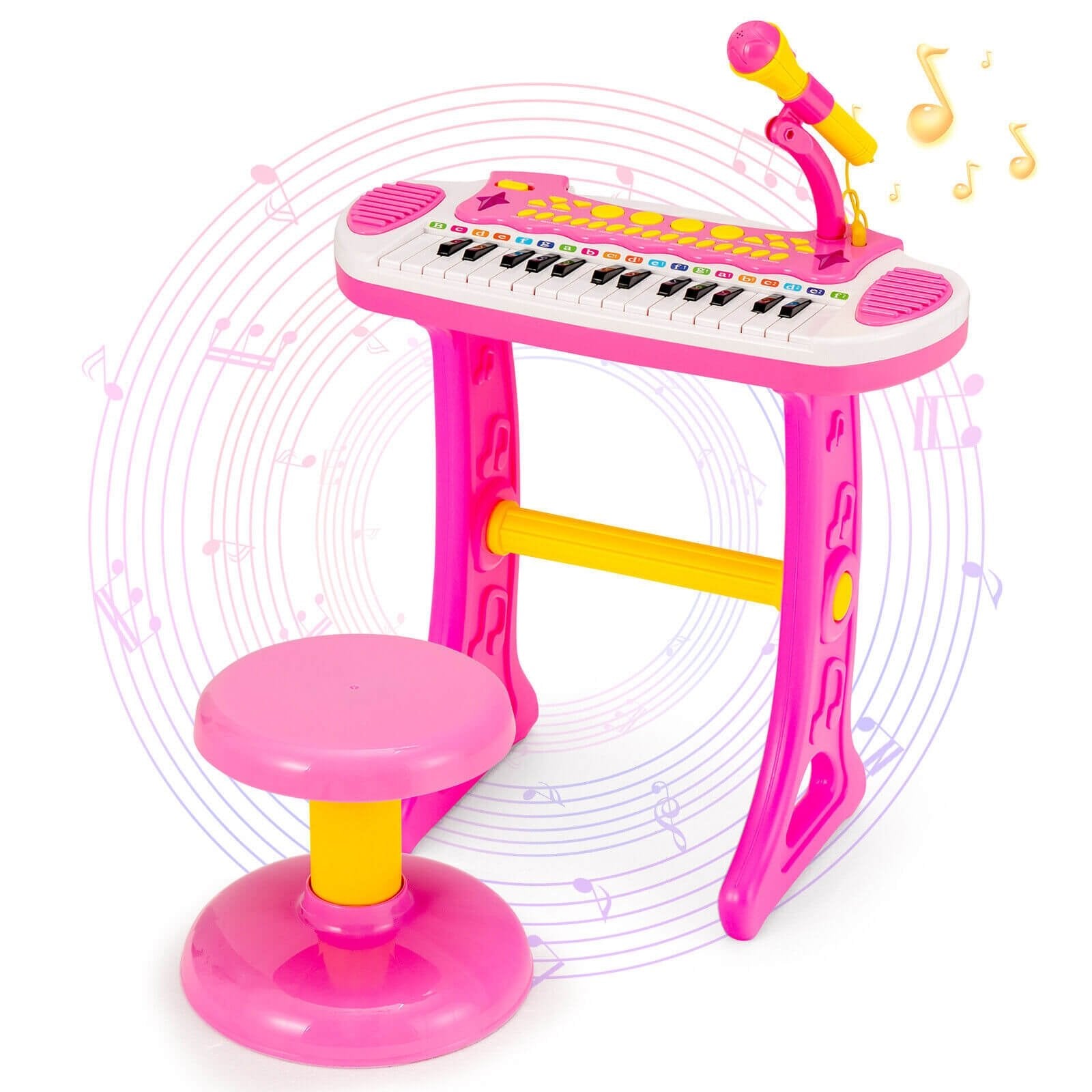 31-Key Kids Piano Keyboard Toy with Microphone and Multiple Sounds for Age 3+, Pink Musical Toys   at Gallery Canada