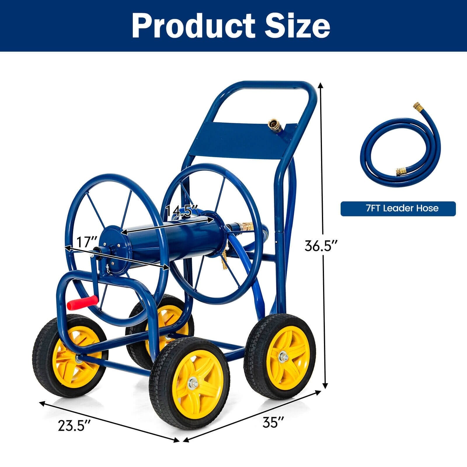 Garden Hose Reel Cart Holds 330ft of 3/4 Inch or 5/8 Inch Hose, Blue - Gallery Canada