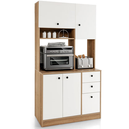 71 Inch Kitchen Pantry with 3 Storage Cabinet and 3 Deep Drawers, White Sideboards Cabinets & Buffets   at Gallery Canada