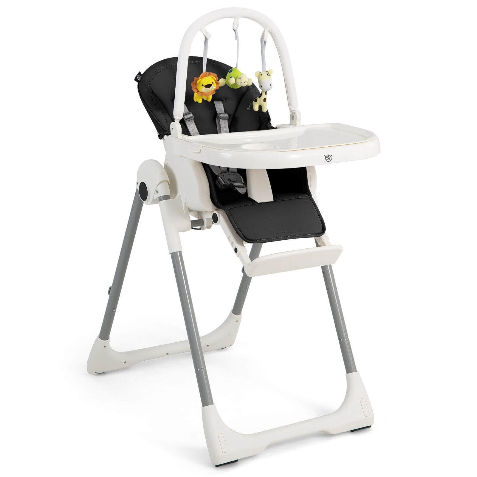 4-in-1 Foldable Baby High Chair with 7 Adjustable Heights and Free Toys Bar, Black High Chairs   at Gallery Canada