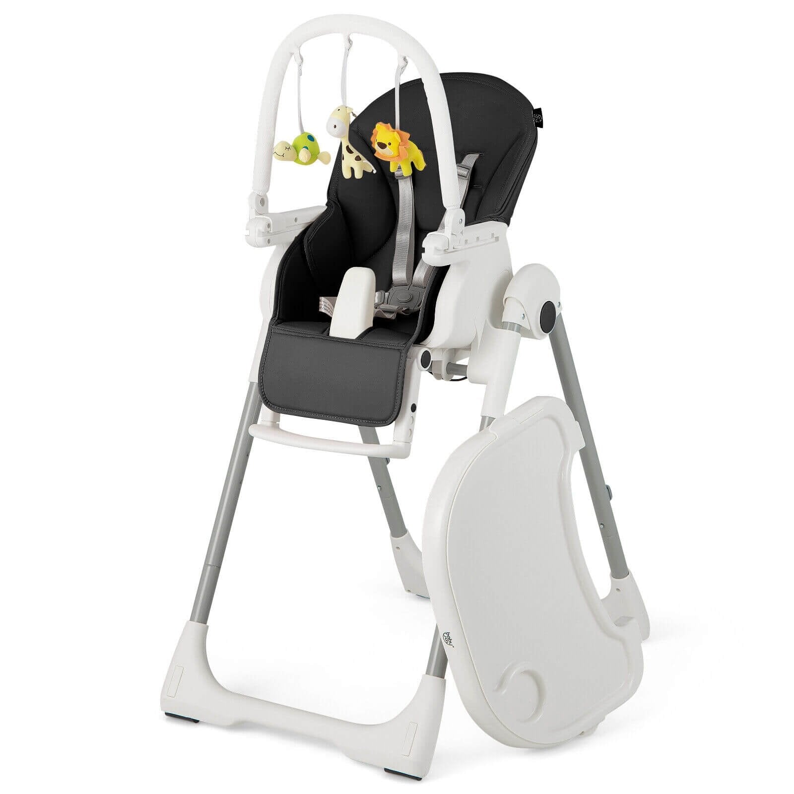 4-in-1 Foldable Baby High Chair with 7 Adjustable Heights and Free Toys Bar, Black High Chairs   at Gallery Canada