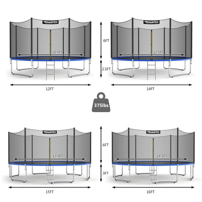 12/14 Feet Trampoline Bounce Jump Combo with Spring Pad-14', Black Trampolines at Gallery Canada