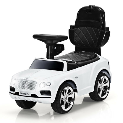 3-in-1 Licensed Bentley Kids Push and Sliding Car with Canopy, White - Gallery Canada