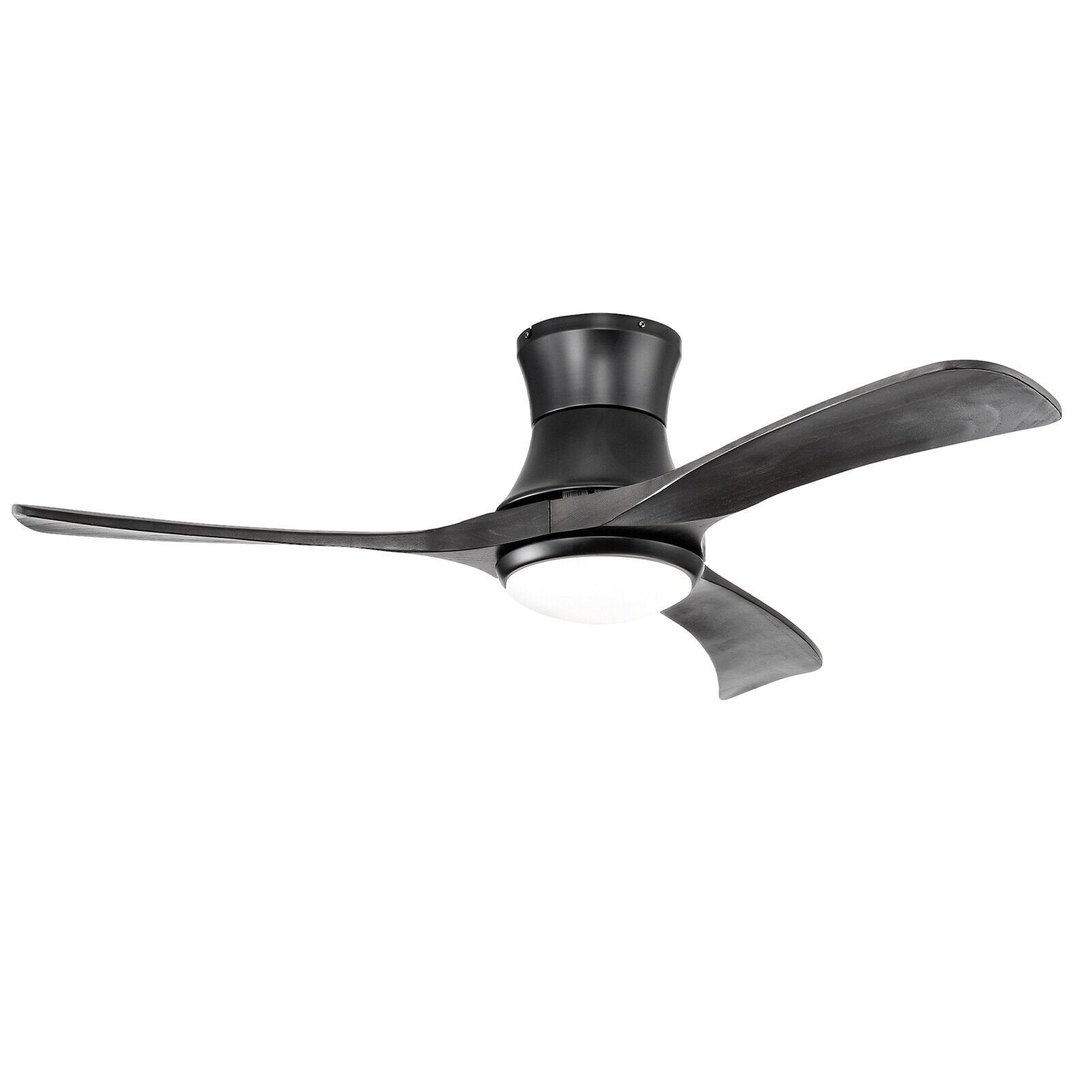 52 Inch Flush Mount Ceiling Fan with LED Light, Black Ceiling Fans   at Gallery Canada